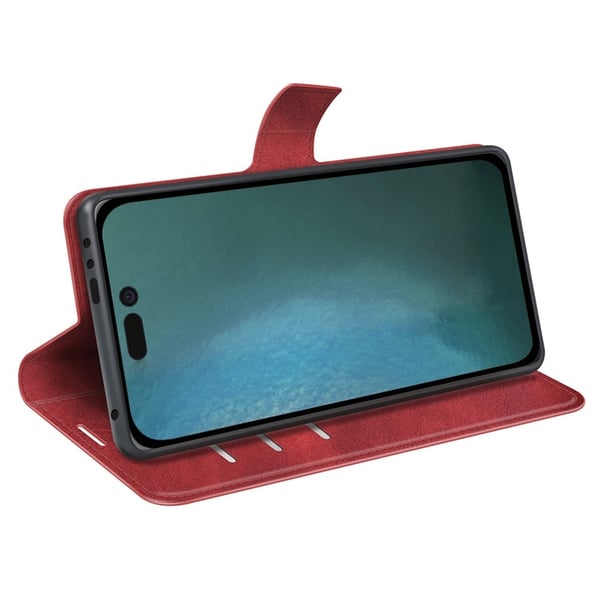 iPhone 14 Pro Wallet Läder Röd
