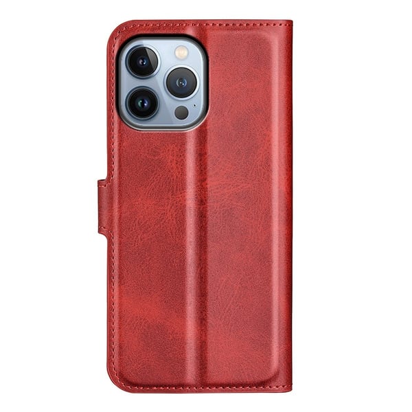 iPhone 14 Pro Wallet Läder Röd