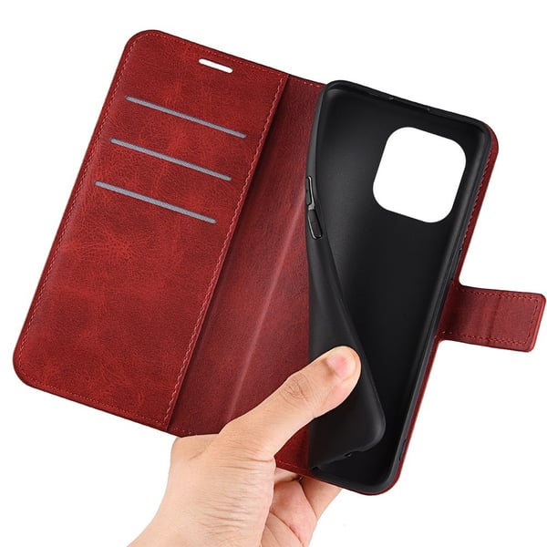 iPhone 14 Pro Wallet Läder Röd
