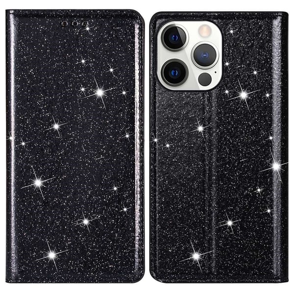 Glitter Plånboksfodral iPhone 14 Pro Max Svart