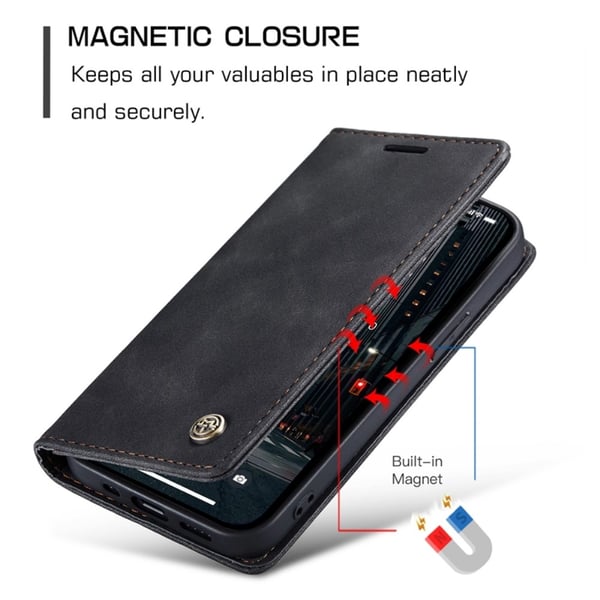 CaseMe Slim Plånboksfodral iPhone 14 Pro Max Svart