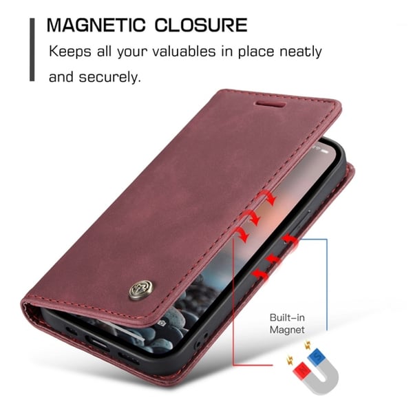 CaseMe Slim Plånboksfodral iPhone 14 Pro Max Röd