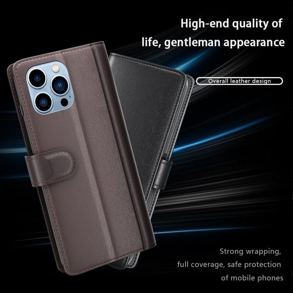 Äkta Läderfodral iPhone 14 Pro Svart