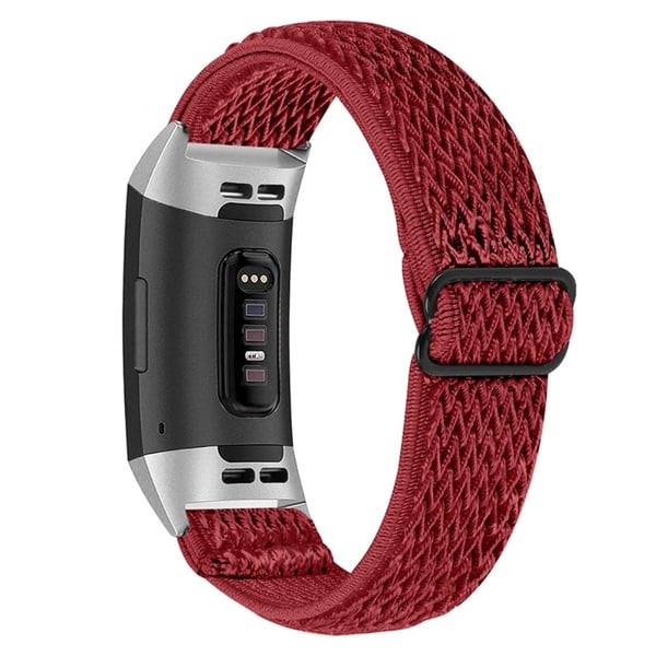 Vävd Nylonarmband Fitbit Charge 3/4 Röd