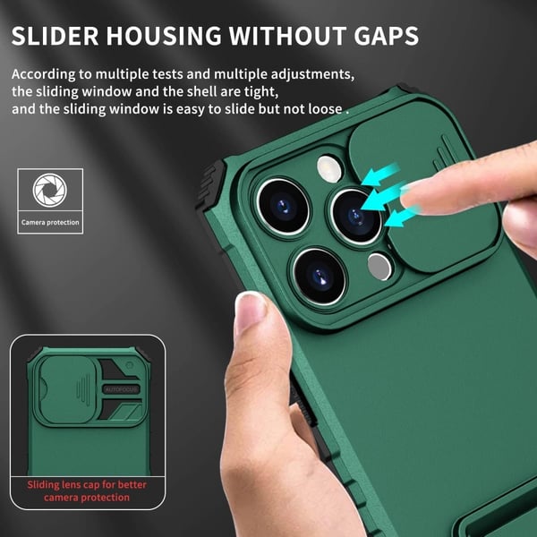 Kickstand Skal iPhone 14 Pro Kameraskydd Grön