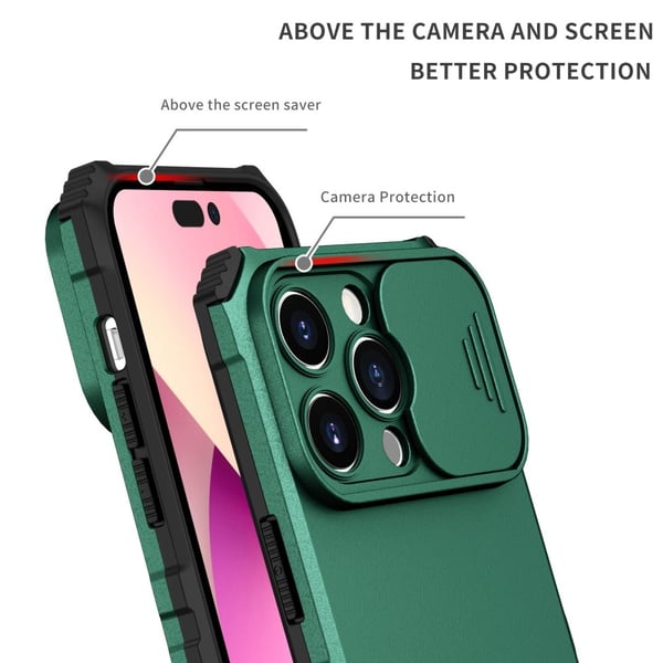 Kickstand Skal iPhone 14 Pro Kameraskydd Grön