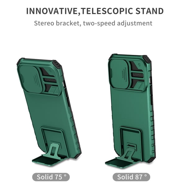 Kickstand Skal iPhone 14 Pro Kameraskydd Grön