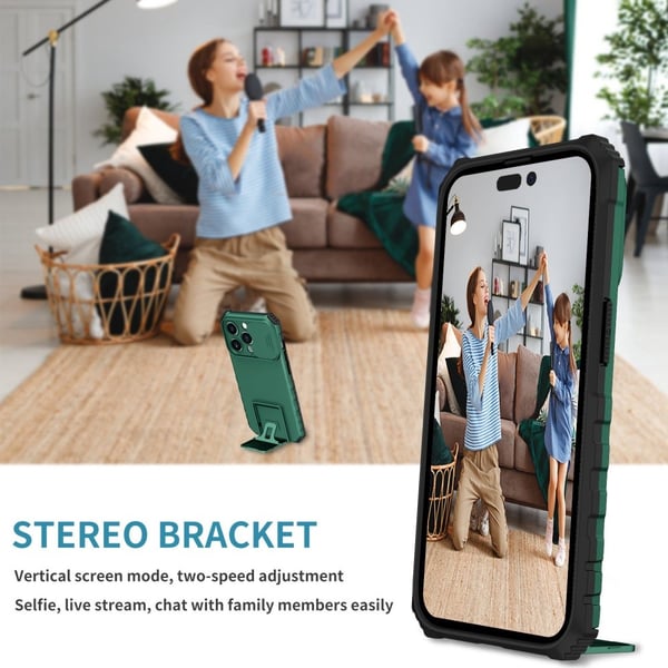Kickstand Skal iPhone 14 Pro Kameraskydd Grön