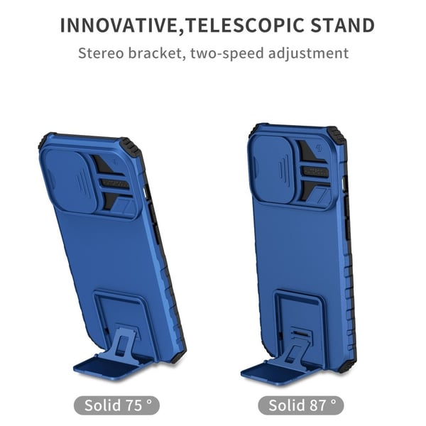 Kickstand Skal iPhone 14 Pro Kameraskydd Blå