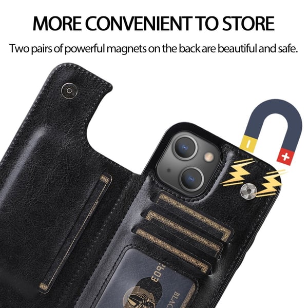 iPhone 14 Skal Plånbok Svart