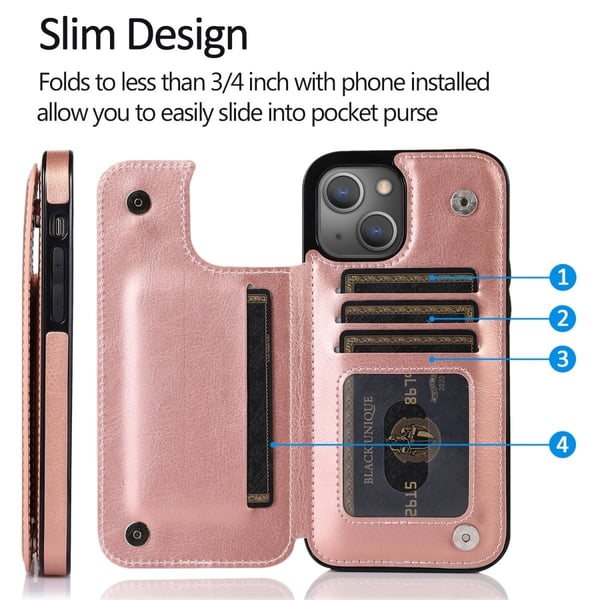 iPhone 14 Skal Plånbok Roséguld