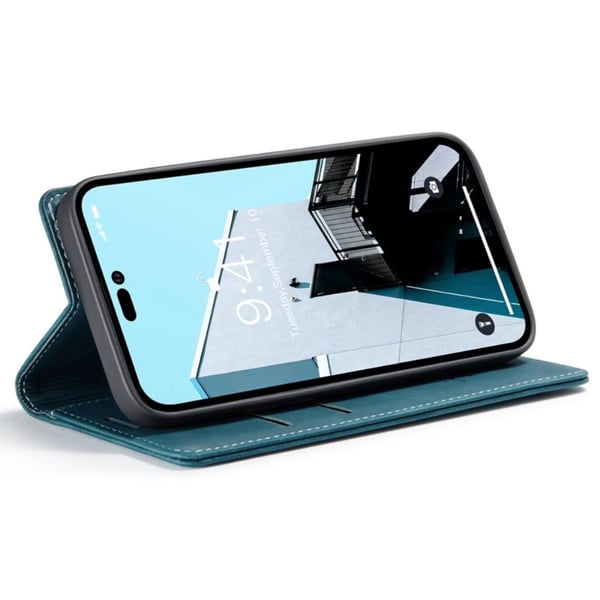 CaseMe Slim Plånboksfodral iPhone 14 Pro Blå