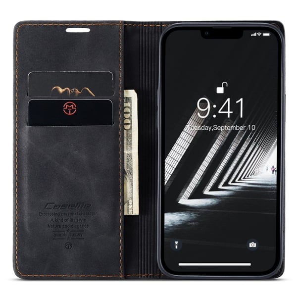 CaseMe Slim Plånboksfodral iPhone 14 Plus Svart