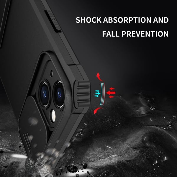Kickstand Skal iPhone 14 Kameraskydd Svart