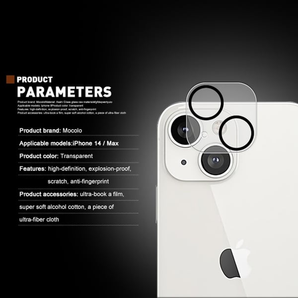 Mocolo Heltäckande Kameraskydd iPhone 14 Plus Härdat Glas
