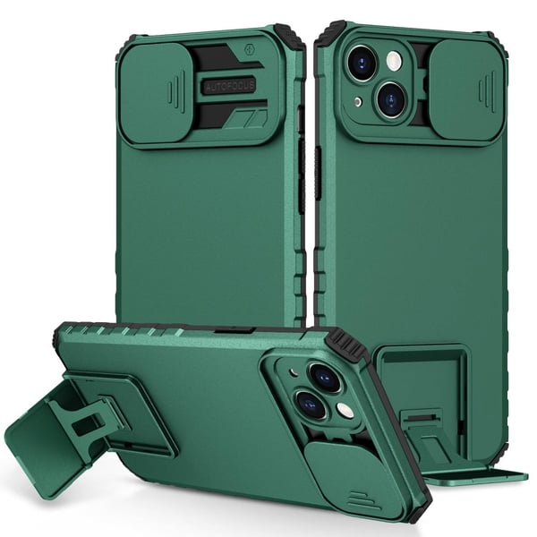 Kickstand Skal iPhone 14 Plus Kameraskydd Grön