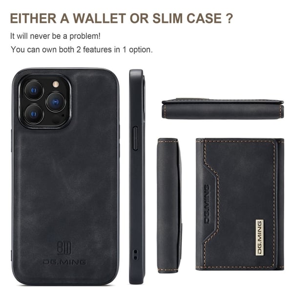 DG.MING 2 in 1 Magnetic Card Slot Case iPhone 14 Pro Black