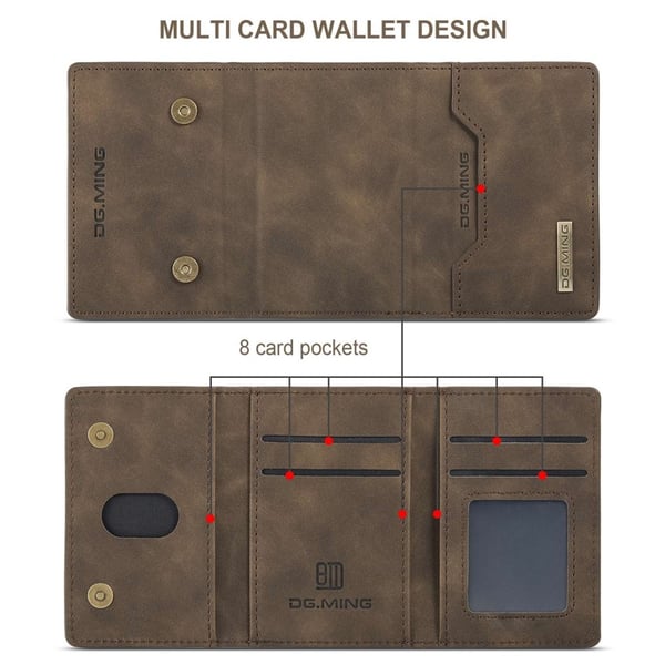 DG.MING 2 in 1 Magnetic Card Slot Case iPhone 14 Brown