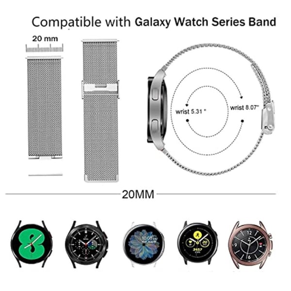 Milanese Mesh Bracelet Samsung Galaxy Watch 5 40/44/Pro 45mm Silver