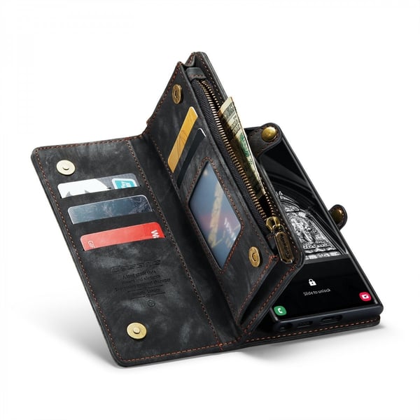 CaseMe Multi-Slot 2 i 1 Plånboksfodral Galaxy S23 Ultra Svart