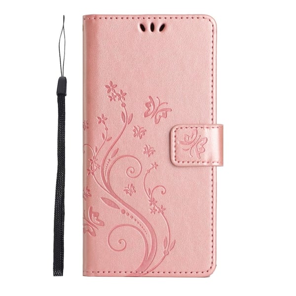 Läderfodral Fjärilar Samsung Galaxy S23 Ultra Roséguld