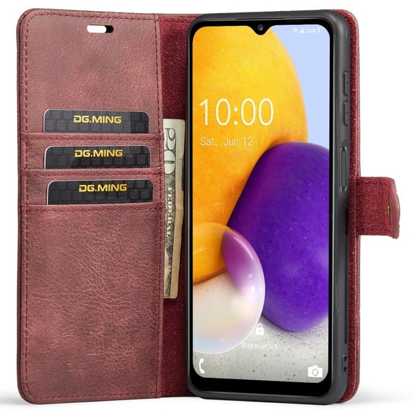 DG.MING 2-i-1 Magnetiskt Plånboksfodral Samsung Galaxy A13 Röd