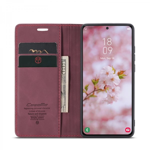 CaseMe Slim Plånboksfodral Samsung Galaxy S22 Plus Röd