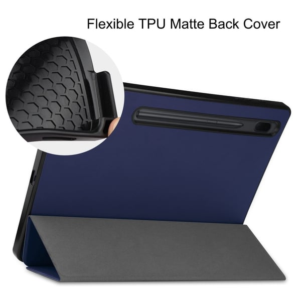 Fodral Tri-Fold Galaxy Tab S7 Plus/S8 Plus 12.4 Med S Pen-hållare Blå