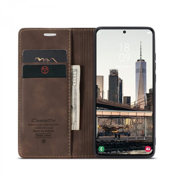 CaseMe Slim Plånboksfodral Samsung Galaxy S22 Plus Brun