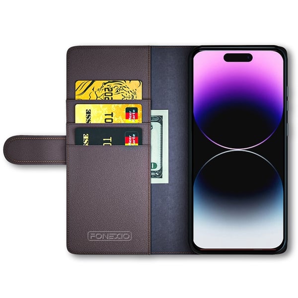 Äkta Läderfodral iPhone 15 Pro Max Brun