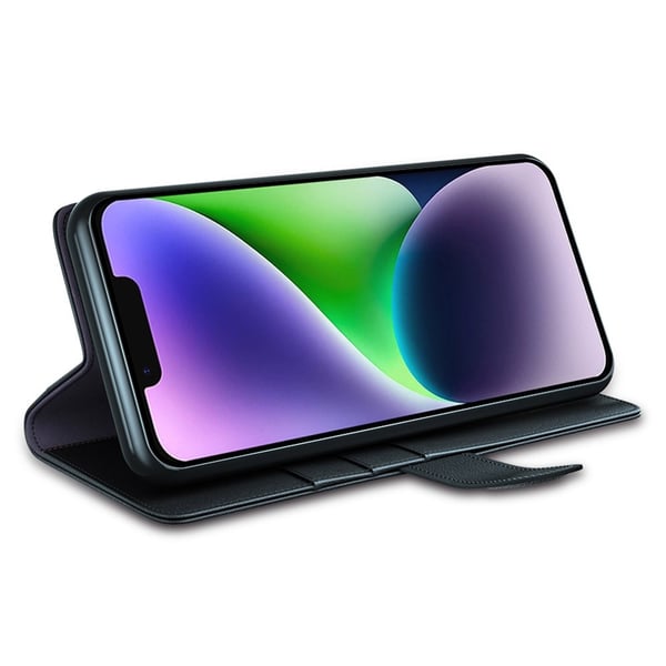 Äkta Läderfodral iPhone 15 Plus Svart