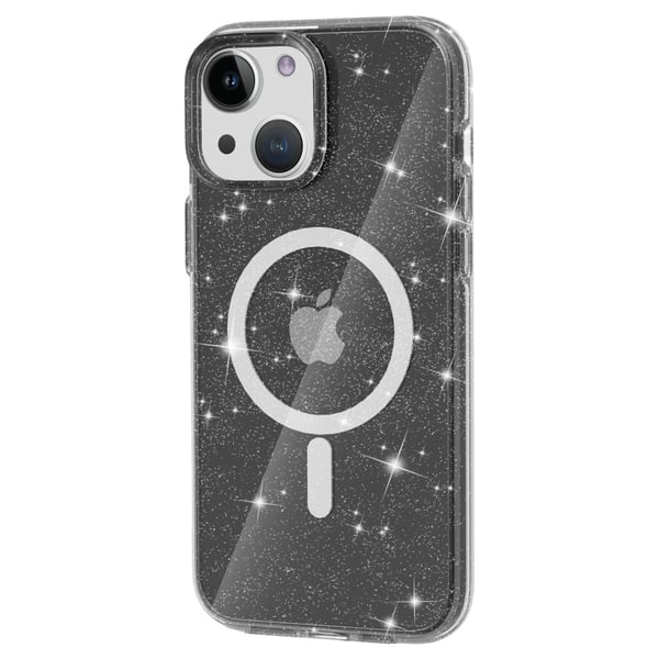 Glitter MagSafe Skal iPhone 15 Transparent Svart