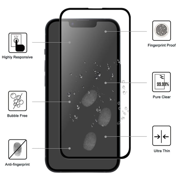 Heltäckande Härdat Glas Skärmskydd iPhone 15 Svart