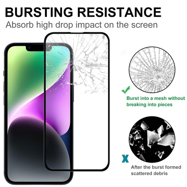 Heltäckande Härdat Glas Skärmskydd iPhone 15 Svart