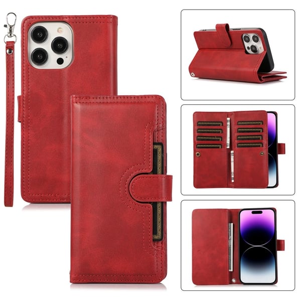 Plånboksfodral Multi-Slot iPhone 15 Pro Röd