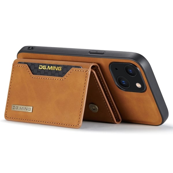 DG.MING 2 in 1 Magnetic Card Slot Case iPhone 15 Cognac