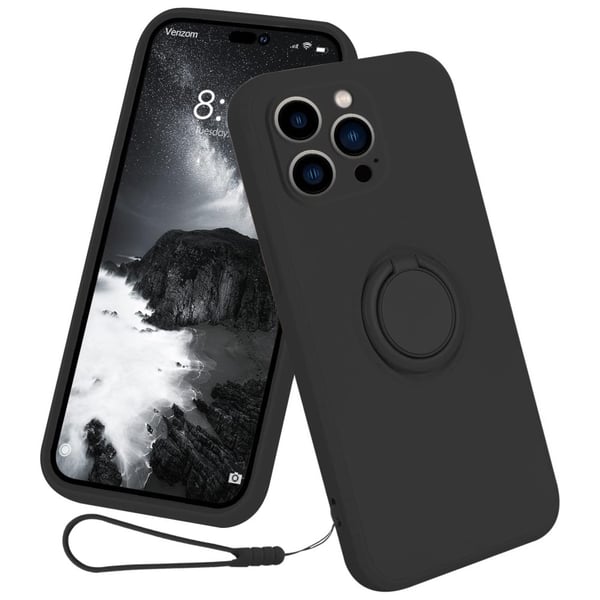 iPhone 15 Pro Max Skal Med Ringhållare Svart
