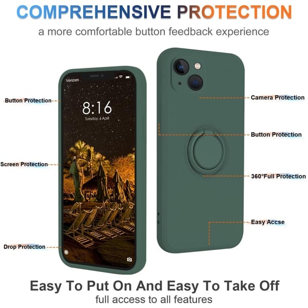 iPhone 15 Plus Skal Med Ringhållare Grön