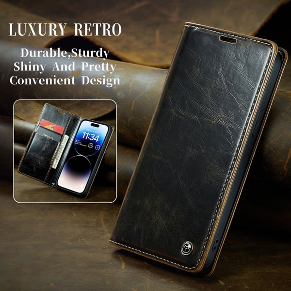 CaseMe Läderfodral iPhone 15 Pro Max Brun