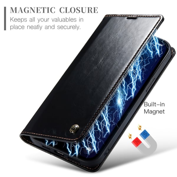 CaseMe Läderfodral iPhone 15 Pro Svart