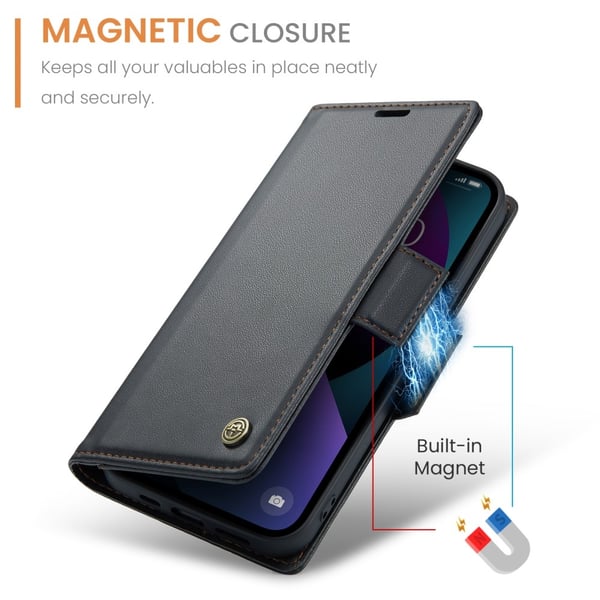 CaseMe Slim Plånboksfodral RFID-skydd iPhone 15 Plus Svart