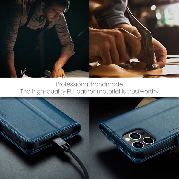 CaseMe Slim Plånboksfodral RFID-skydd iPhone 15 Pro Blå