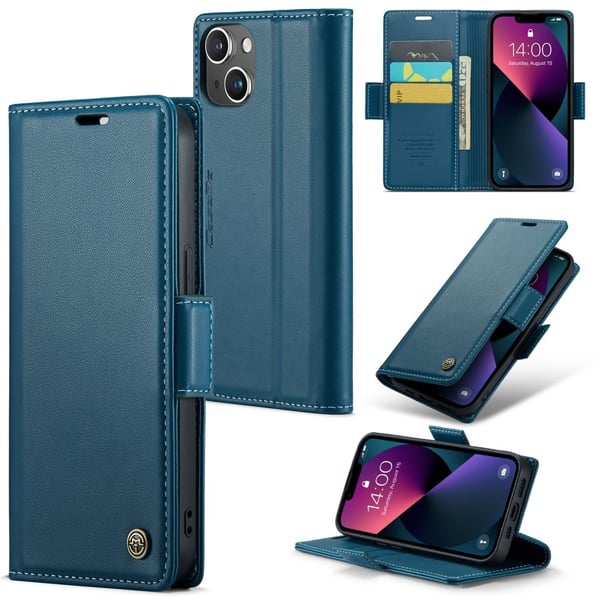 CaseMe Slim Plånboksfodral RFID-skydd iPhone 15 Blå