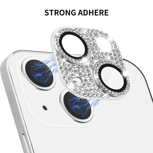 Hat Prince Glitter Kameraskydd Aluminium iPhone 15/iPhone 15 Plus Blå