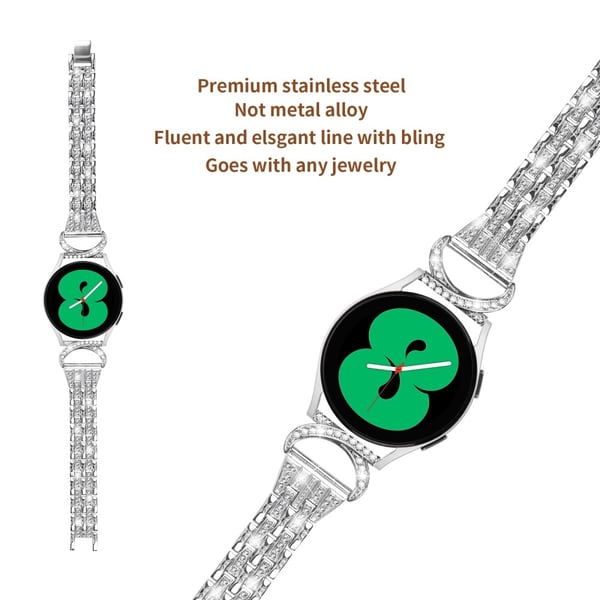Dual Rhinestone Armband Samsung Galaxy Watch 6 44mm Silver