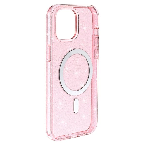 Glitter MagSafe Skal iPhone 14 Transparent Rosa