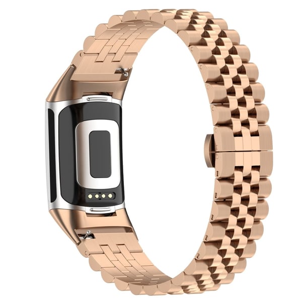 Metallarmband Fitbit Charge 6 i Fjärilsspänne Roséguld