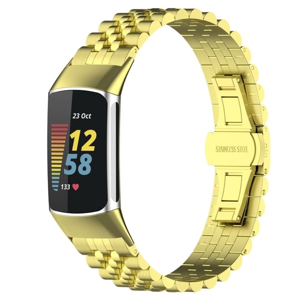 Metallarmband Fitbit Charge 6 i Fjärilsspänne Guld