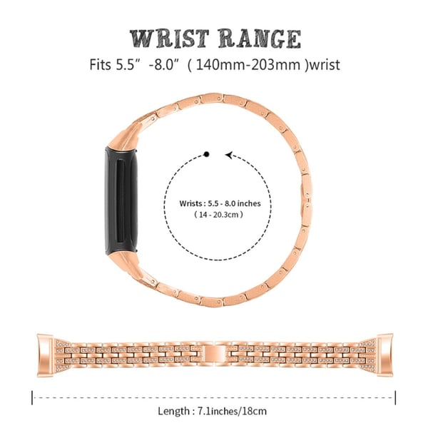 Dual Rhinestone Armband Fitbit Charge 5 Roséguld