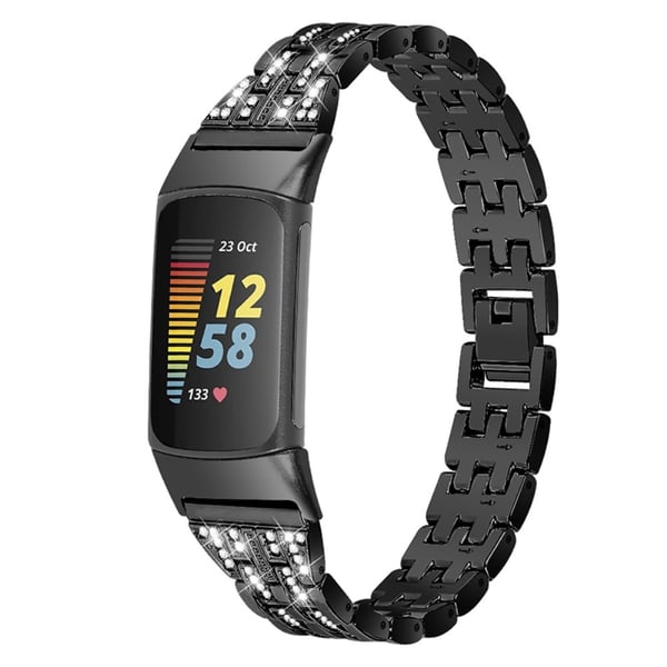 Dual Rhinestone Armband Fitbit Charge 5 Svart